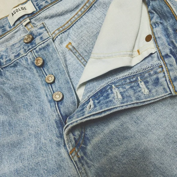 AGOLDE Jamie High Rise Classic "Shakedown" Light Wash Jeans Women 28 Distressed - Picture 7 of 9